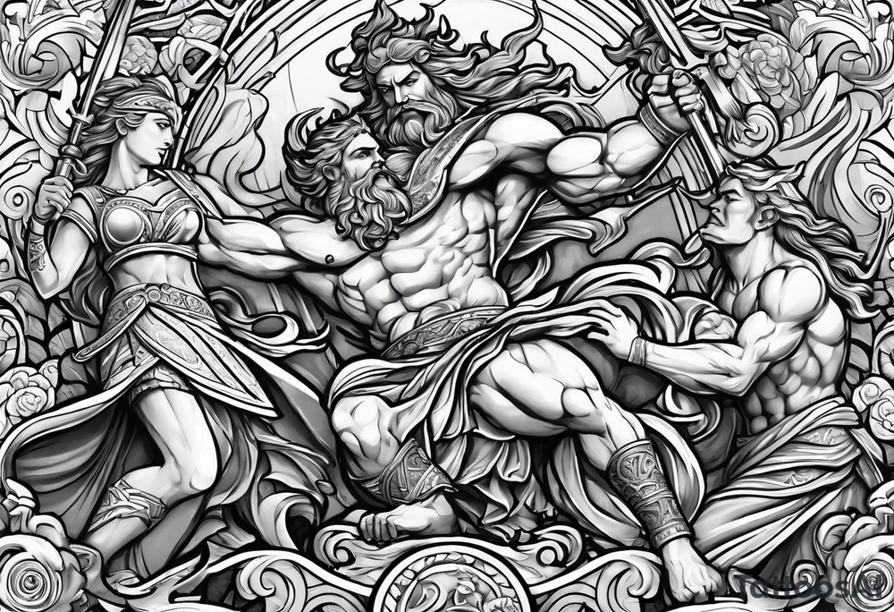 Greek gods fighting tattoo idea