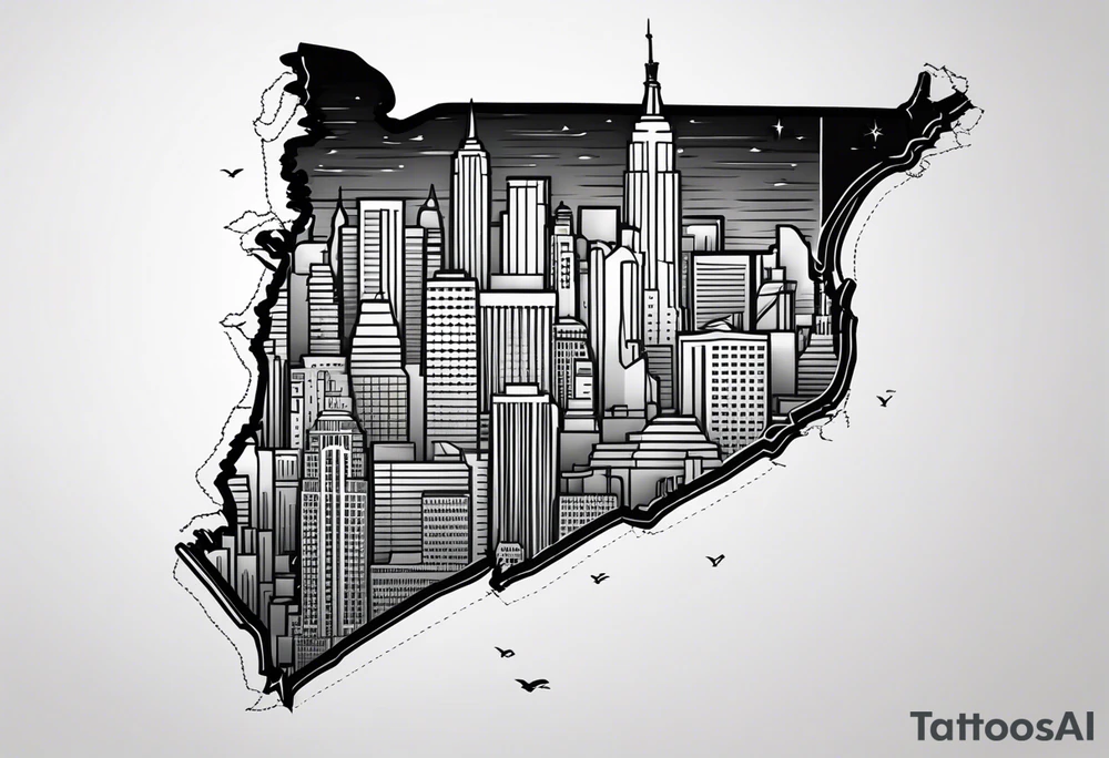 new york state outline and florida outline tattoo idea