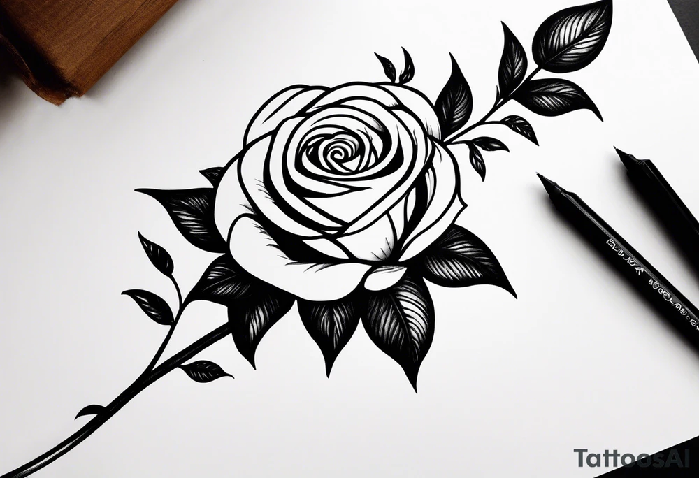 long stem rose tattoo idea