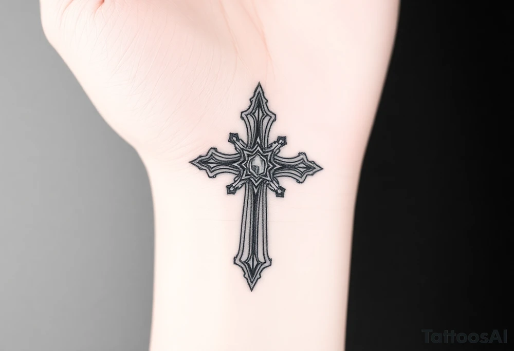 jeweled cross tattoo idea