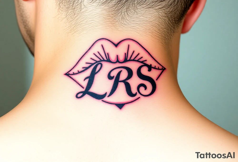 Kiss mark with the initials lrs tattoo idea