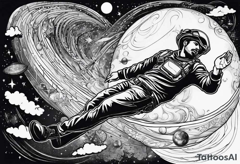 Man falling from space to earth tattoo idea