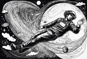 Man falling from space to earth tattoo idea
