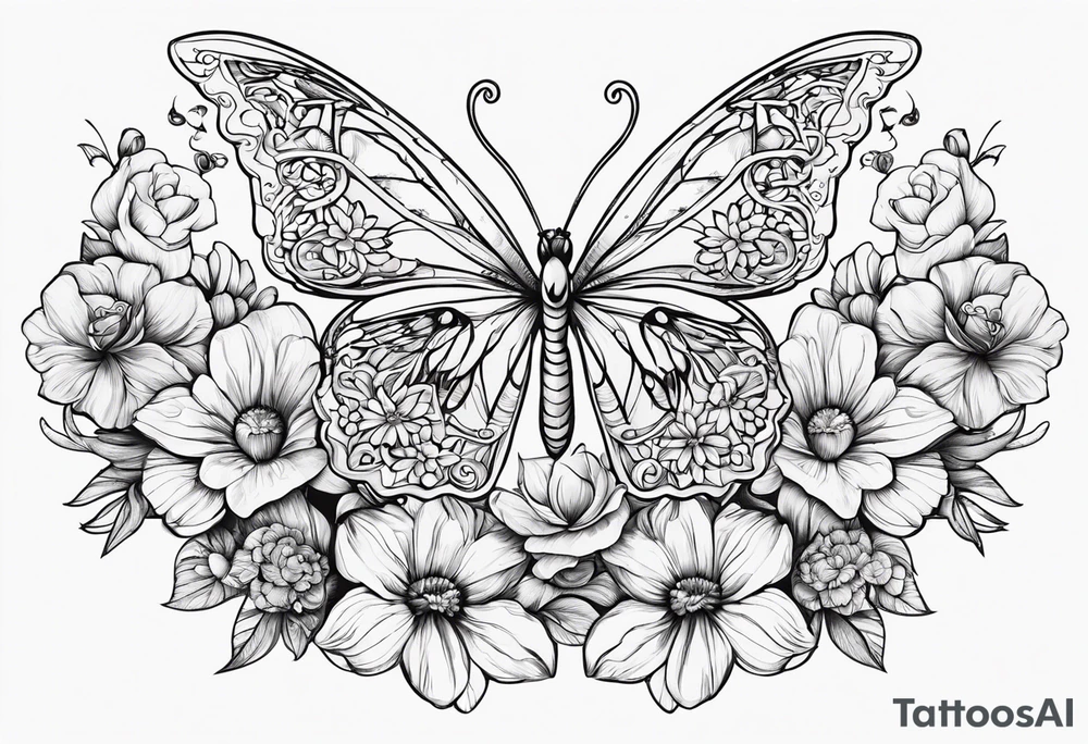 Must contain peace be still, flowers, butterflies, bold tattoo idea