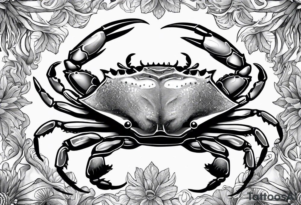 Crabs en blanco en negro con numero 69 tattoo idea