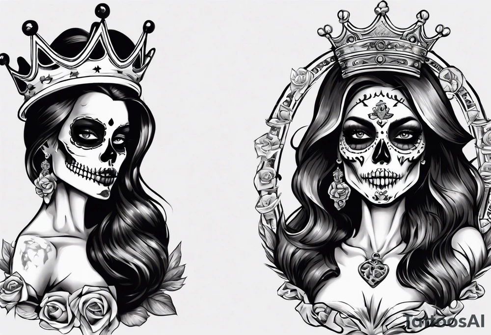 santa la muerta with money and crown
on the card tattoo idea