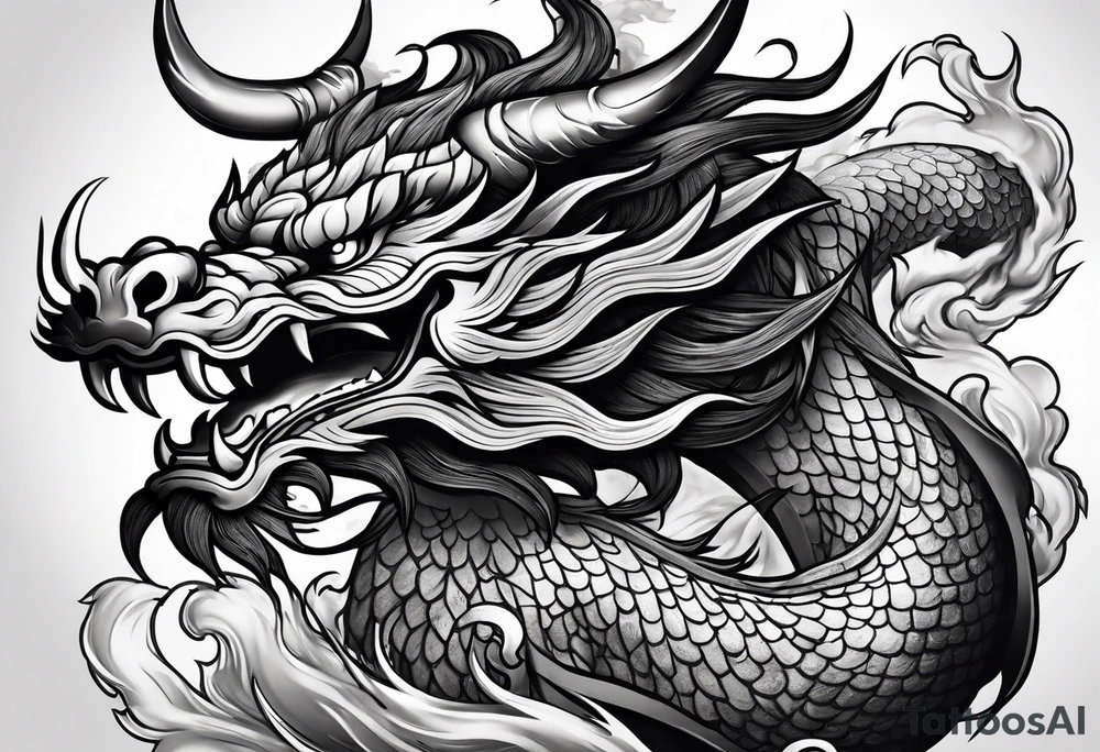 Chinese dragon fighting a Chinese bull tattoo idea