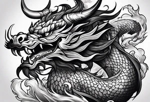 Chinese dragon fighting a Chinese bull tattoo idea