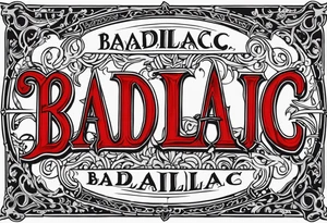 The word "BADILLAC" in medival engraving font tattoo idea