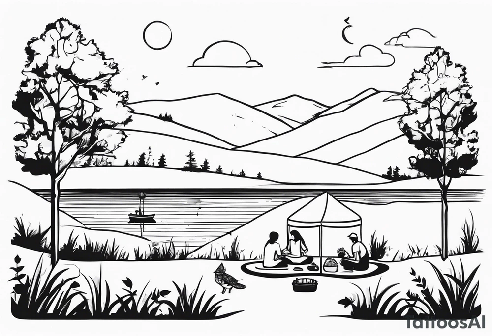 picnic scene in nature tattoo idea
