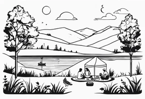 picnic scene in nature tattoo idea
