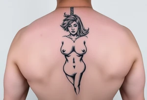 Naked Fat woman hanging by a rope around her neck tattoo idea