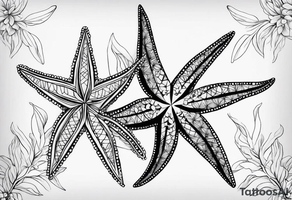 Two Starfish olive branch tattoo idea