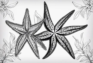 Two Starfish olive branch tattoo idea
