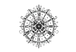 vintage roman numerals within ornate clockwork mechanism tattoo idea