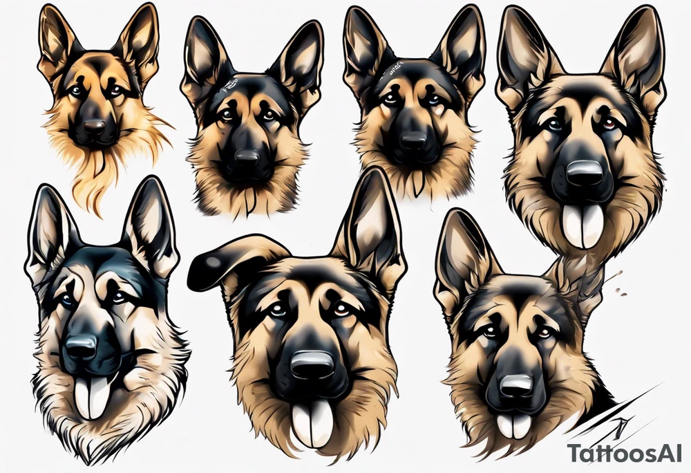 German shepherd puppy side profile tattoo idea