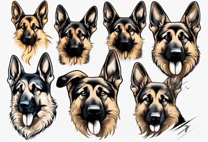 German shepherd puppy side profile tattoo idea