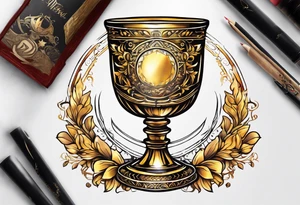 chalice surrounded by golden halo tattoo idea