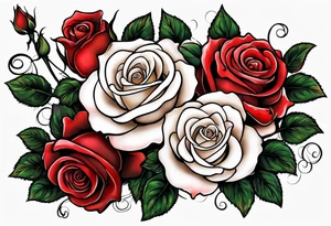 Red roses with pearls tattoo idea
