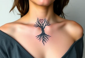 The Amity tree with intertwining roots, shaped into a heart, symbolizing peace and unity, representing sci fi movie Divergent tattoo idea