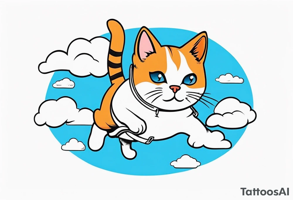 sky diving cat tattoo idea