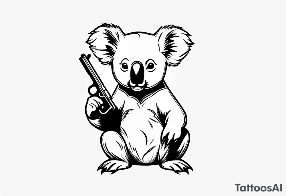 Koala holding two pistols tattoo idea