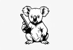 Koala holding two pistols tattoo idea