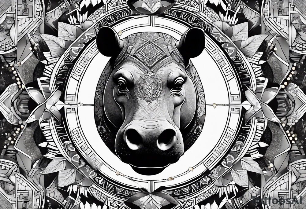 Very asymmetrical, +geometric pattern, with realistic full moon, with hippo,+tribal, +geometric, +inkart , +blackwork, +grey scale, + sketch
with wintersweet flower bud, +inkart touch, +for men, detailed , combined favourite , tattoo idea