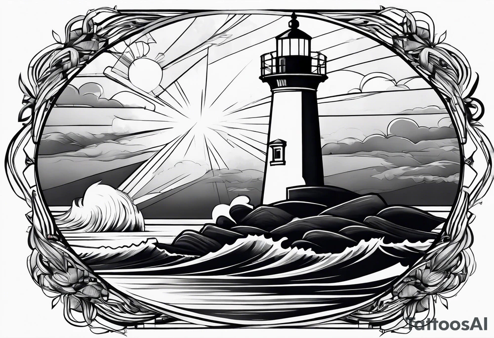 Lighthouse in a storm tattoo idea