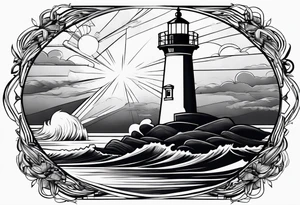 Lighthouse in a storm tattoo idea