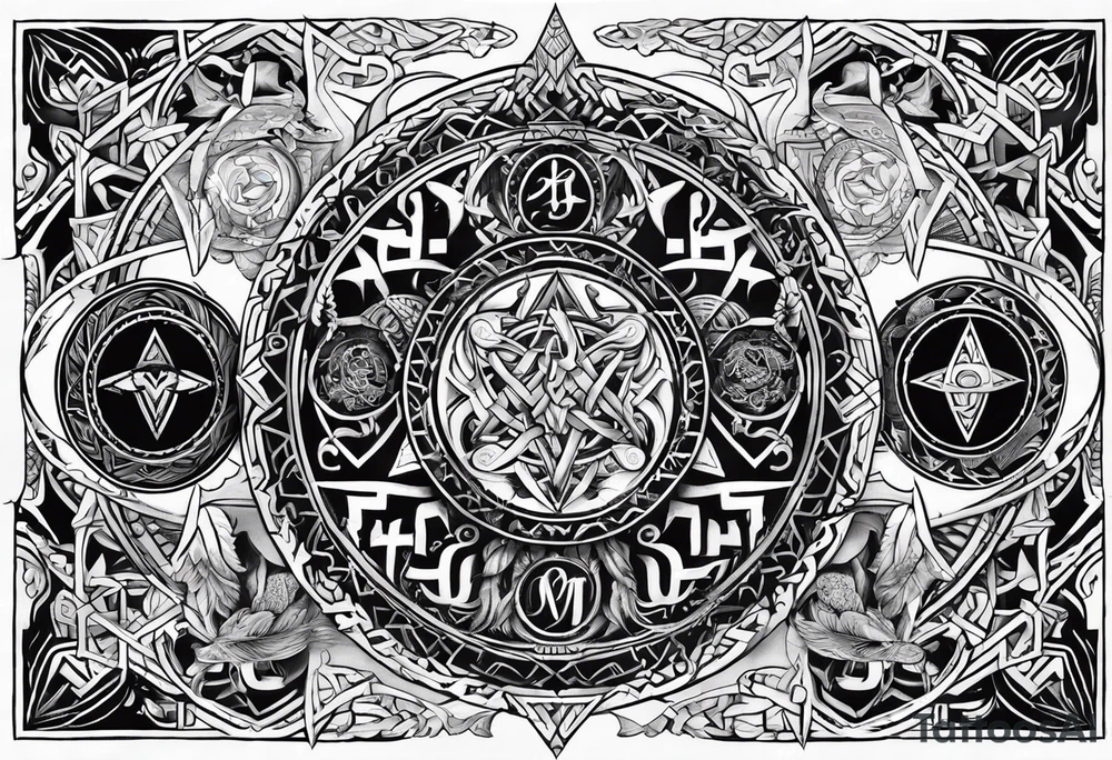 gods of Scandinavian mythology and runes tattoo idea