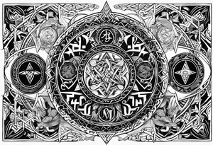 gods of Scandinavian mythology and runes tattoo idea