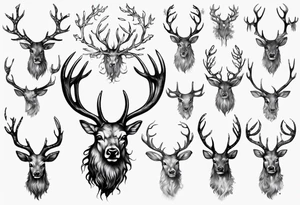 Majestic stag with antlers tattoo idea