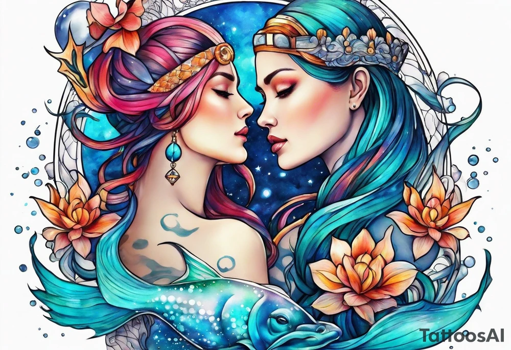 Aquarius and cancer tattoo idea