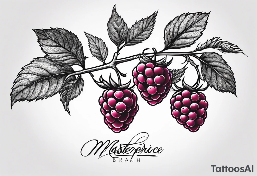 a long raspberry branch that focuses on line work. tattoo idea a long raspberry branch that focuses on line work. tattoo idea