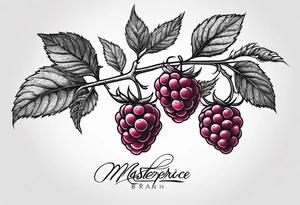 a long raspberry branch that focuses on line work. tattoo idea