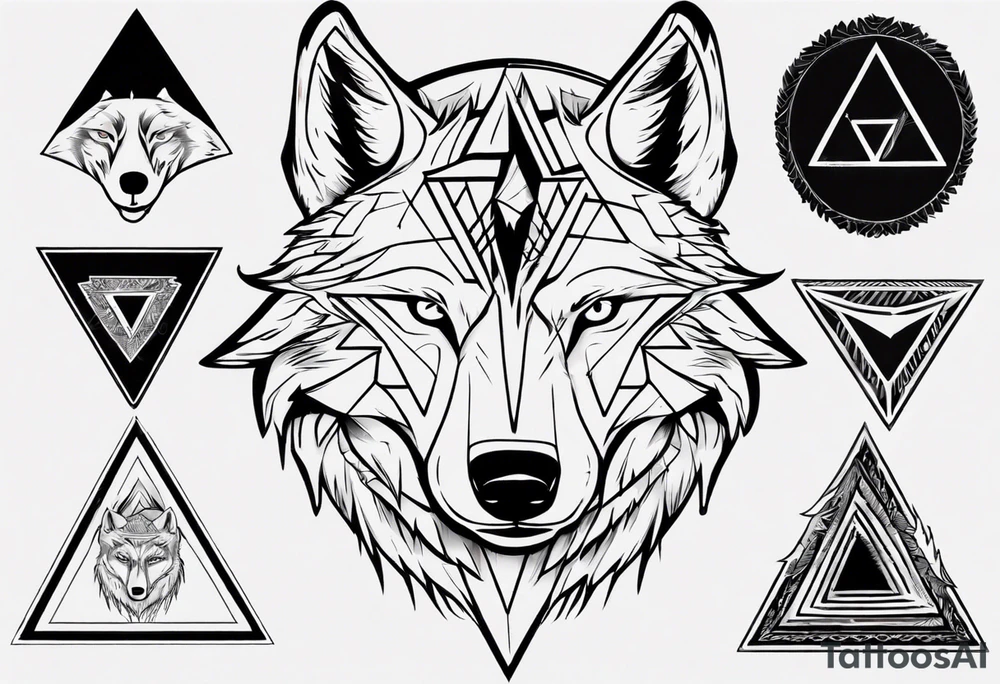 wolf head with triangle on forehead tattoo idea