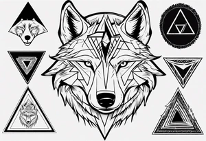 wolf head with triangle on forehead tattoo idea