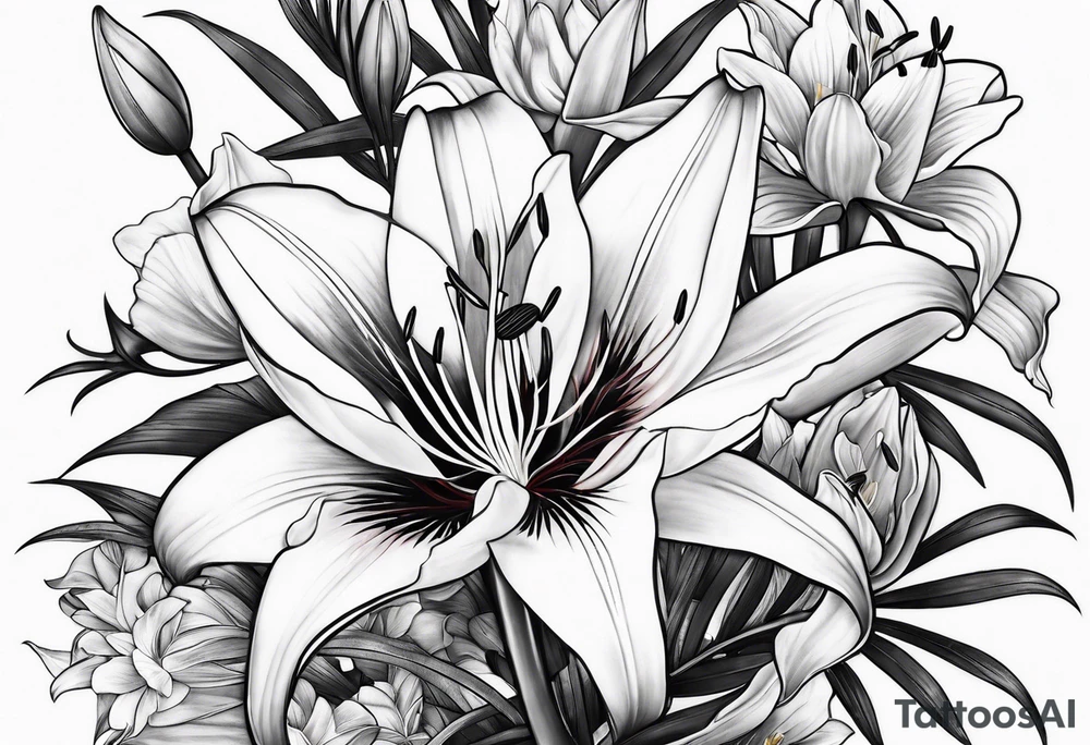 crane lillies tattoo idea