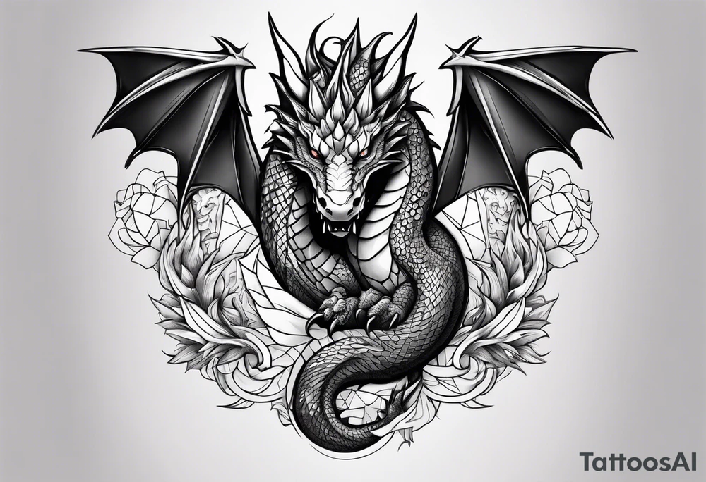 dragon wraps around dagger tattoo idea