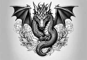 dragon wraps around dagger tattoo idea