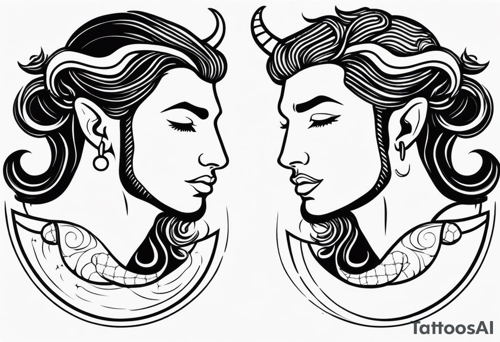 Couple's tattoos capricorn and aquarius tattoo idea
