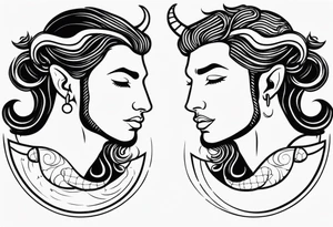 Couple's tattoos capricorn and aquarius tattoo idea