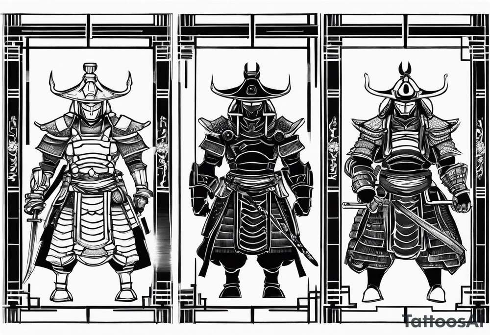robot samurai vs human samurai tattoo idea