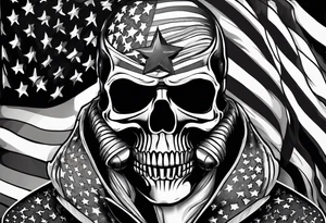 Drawing of American flag black and grey tattoo idea