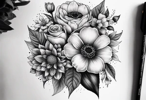 Birthflower bouquet tattoo with one July flower and two October flowers. tattoo idea