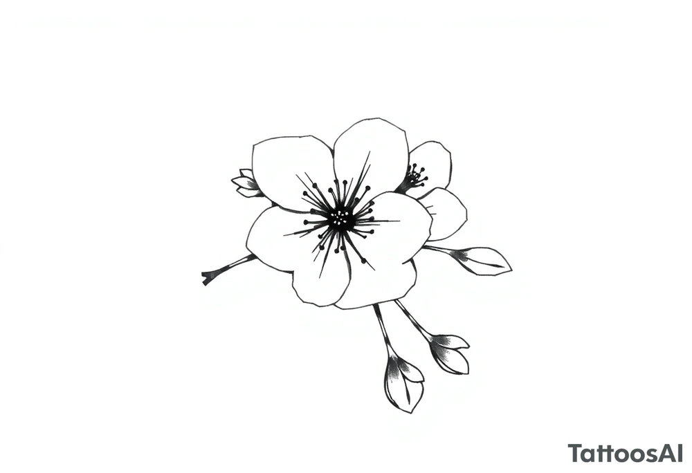 Cherry blossom with round petals tattoo idea