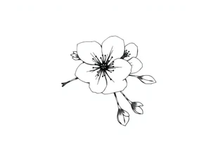 Cherry blossom with round petals tattoo idea