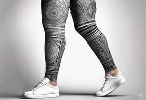 Italian cathedral floor full leg sleeve male geometric tattoo idea