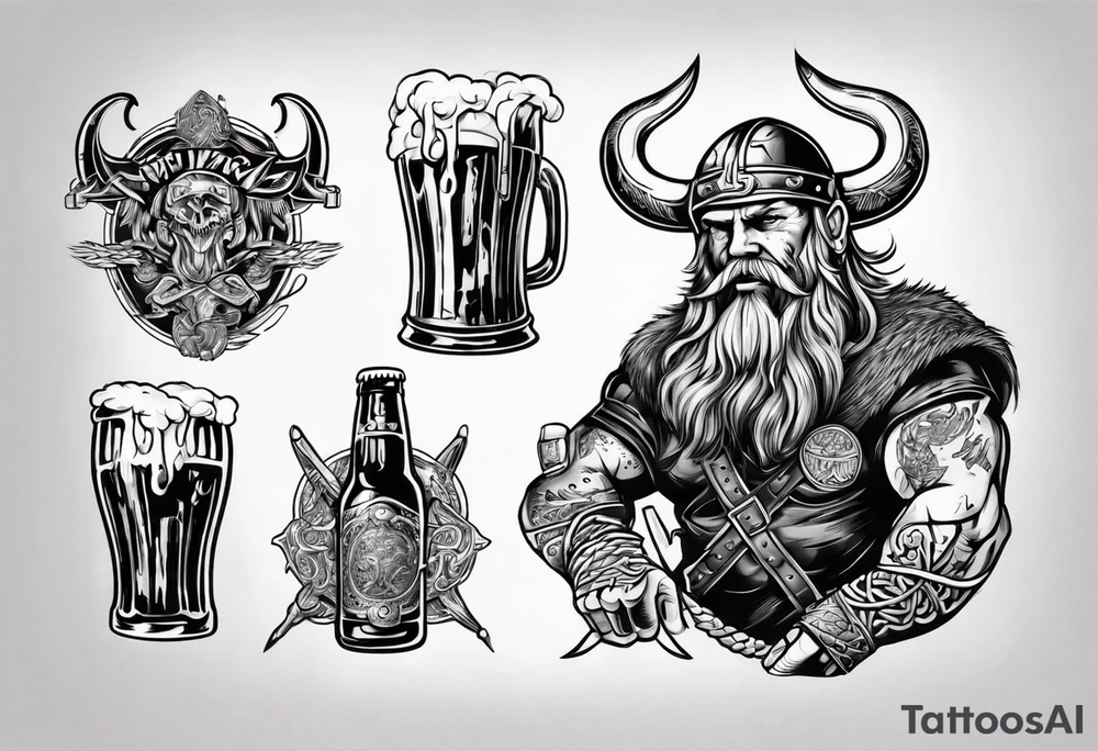 Viking drinking beer tattoo idea